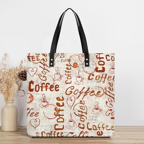 Tote bag pour voyage et grand sac à main shopper 39x39cm couleur café - 3