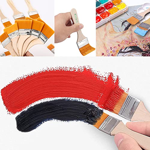 YOUYIKE Sets de Pinceaux de Peinture, 12 Pièces Pinceaux en Acrylique Plats, Artiste Plat Peinture Pinceau, Pinceaux Gouache pour Peinture Huile et Peinture Acrylique - Image 6