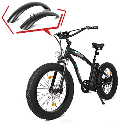 ECOTRIC Powerful Fat Tire Electric Bicycle 26" Aluminium Frame Suspension Fork Beach Snow Ebike Electric Mountain Bicycle 1000W Motor 48V 13AH Removable Lithium Battery (Black)