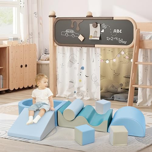 Image of Merax Indoor Climb & Crawl Playset, Soft Foam Block Activity Play Structures, Indoor Climbing Toys Crawling Foam Blocks for Toddlers 1+