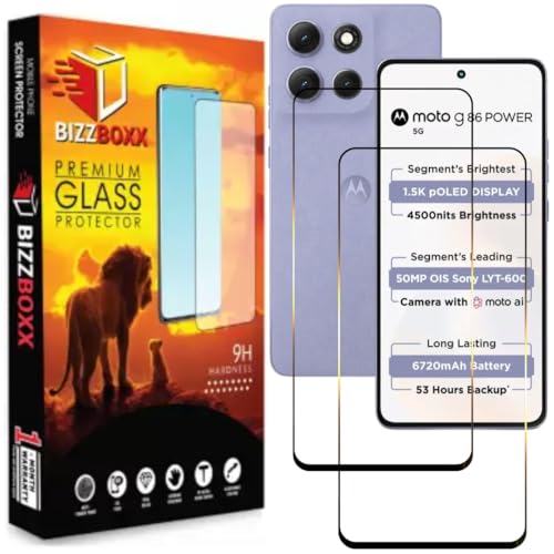 Image of Compatible With Motorola G86 Power 5G Tempered Glass Screen Protector - HD Clarity, Anti-Fingerprint Screen Guard (MOTOROLA G86 Power 5G - 6.7 inch)|With Installation Kit - Pack of 2