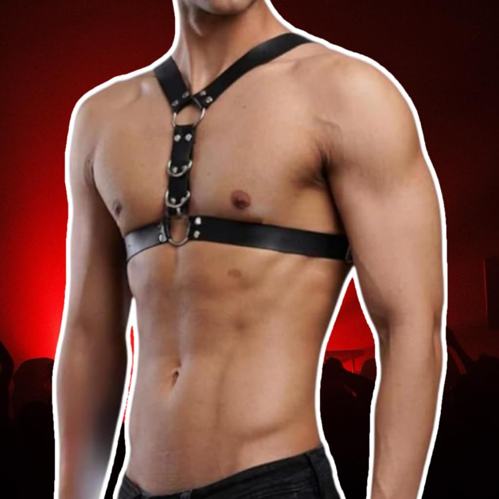 Men's BDSM genuine leather chest strap,punk rave style belt, chest harness,leather harness,style men's seat belt,sexy clothing chest strap, shoulder strap,cosplay nightclub sexy punk, club attire