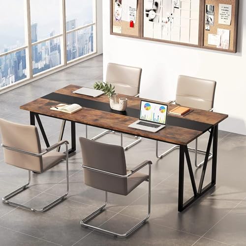 Image of TEKAVO Minda Office Workstation Table for Conference Room | Large Office Computer Work Table | 180 cm Long, 80 cm Wide