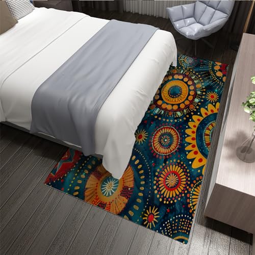 Tapis abstrait rétro géométrique de style bohème 160x200cm texture fleur - 5