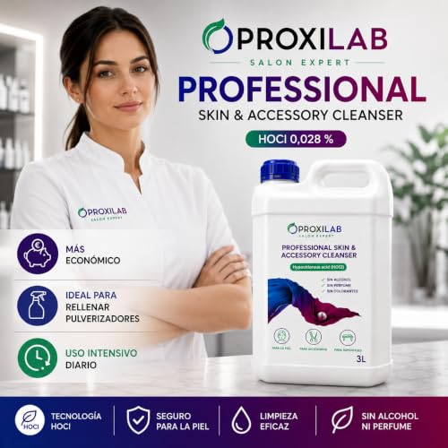 Miniatura 7 de Proxilab 3 L Solución Cosmética Profesional Con Ácido Hipocloroso Estabilizado Cuidado De La Piel Sensible Y Limpieza De Herramientas De Belleza Sin Alcohol Ni Perfume