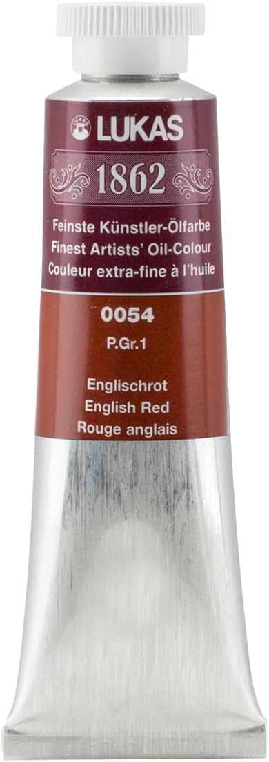 Lukas 1862Professional Artist Oil Paint - English Red, 37 mL - Outstanding Lightfastness, Non-Yellowing, with Beeswax for Smooth, Buttery Texture, Consistent Hue, Ideal for Professional Artists