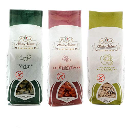 Tris Pasta Sin Gluten con Legumbres: Guisantes, Lentejas Rojas, Légumbres Multiples 250 gr x 3