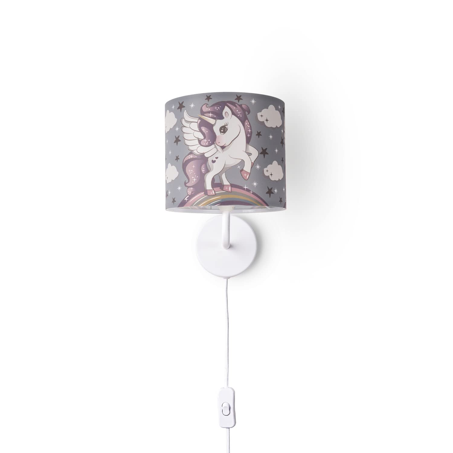 Paco Home Kinderzimmer Wandleuchte Baby Straße Feuerwehr Wandlampe Baby Lampenschirm Stoff Rund E14 Mit Stecker Und Kabel