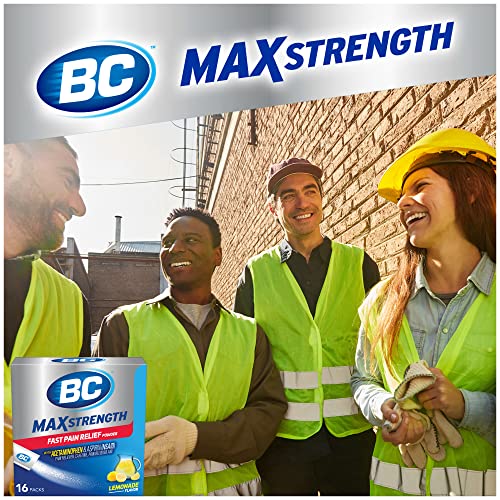 Bc Max Strength Fast Pain Relief Powder, Lemonade Flavor Aspirin And Acetaminophen Dissolve Packs, 16 Count #TOP7
