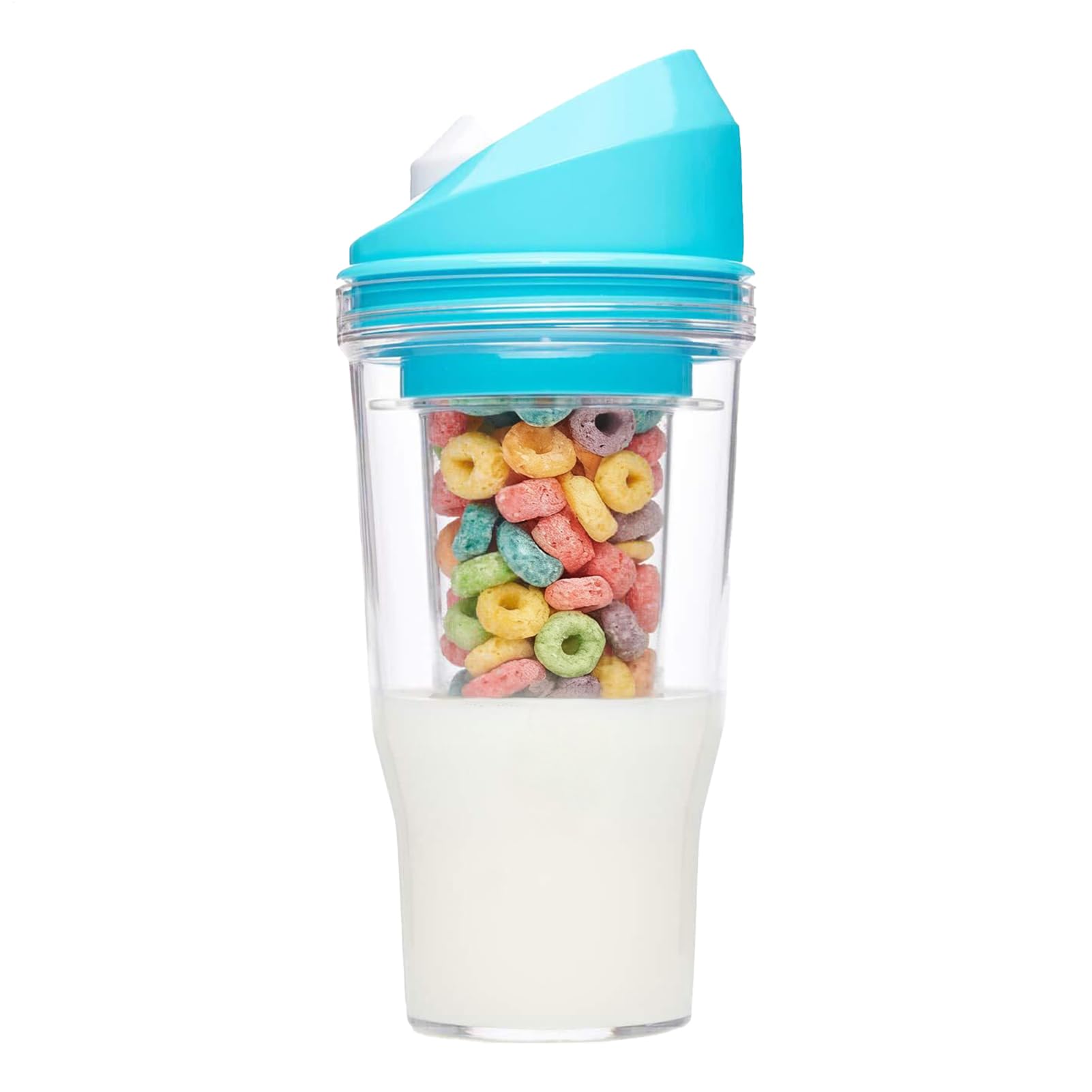 Milk And Cereal Cup,Portable Cereal Cup,Leak Proof Reusable Bottle,Heat-resistant And Drop-resistant Material,No Odor,Easy To Clean,for Storage Fruit、Breakfast Oat、Snack Meal Prep,9.5 * 9.5 * 22 CM Blue