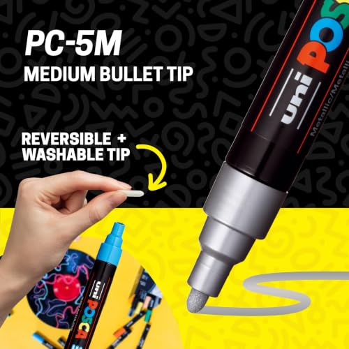 POSCA® PC-5M Paint Markers, 8 Count Monotone Medium Reversible Tip Set by posca - Image 4