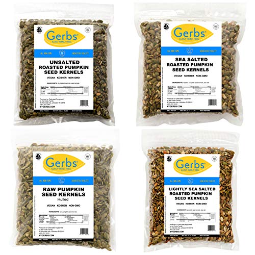 Gerbs Elite Four Top Pumpkin Seed Kernel Gift Set, (8Lbs.), Top 14 Food Allergen Free, Non Gmo, Vegan, Keto, Paleo Friendly #TOP15