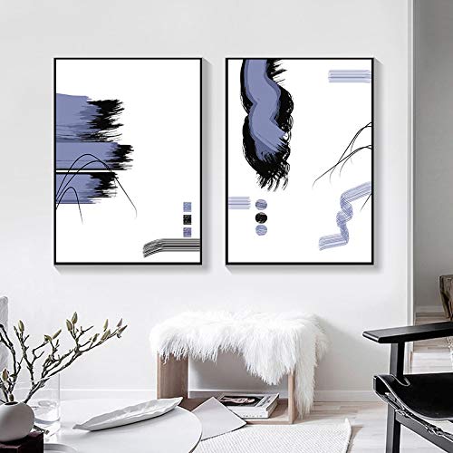 Art abstrait géométrique violet pour salon chic : lot de 2 toiles 50x70cm déco maison
