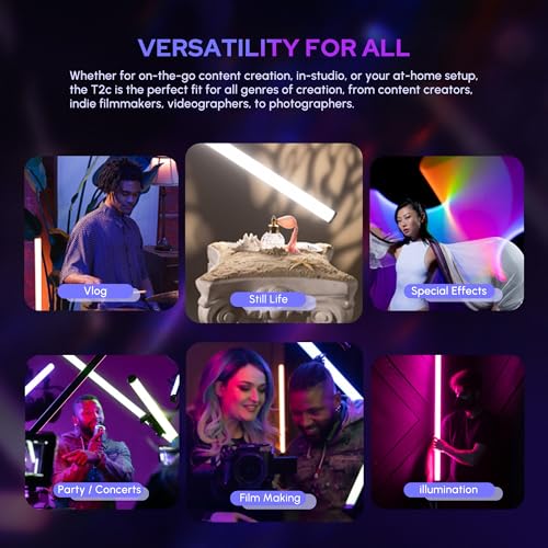 Aputure Amaran T2C RGBWW LED Tube Light 2500K to 7500K,Support APP and DMX Control (T2C 20W 23.6inch/60CM)