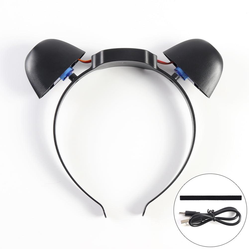 Diadema de orejas de gato en movimiento, cadena de estrella de metal, decoración de orejas de animales eléctricas, recargables, para cosplay, diadema de orejas de animales