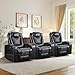ANJ Power Recliner Chair Set of 3, Electric Soft Faux Leather Reclining Home Faux Theater Seating - USB Ports, Cup Holders, Hidden Arm Storage Movie & Media Room Chairs (Black)