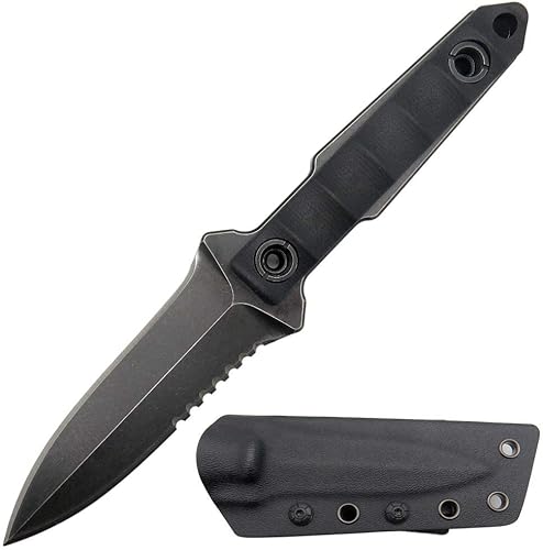 CCanku C1290 Marine Corp - Cuchillo dentado de hoja fija de acero D2 de 8 pulgadas y mango G10 para supervivencia al aire libre, camping, bushcraft