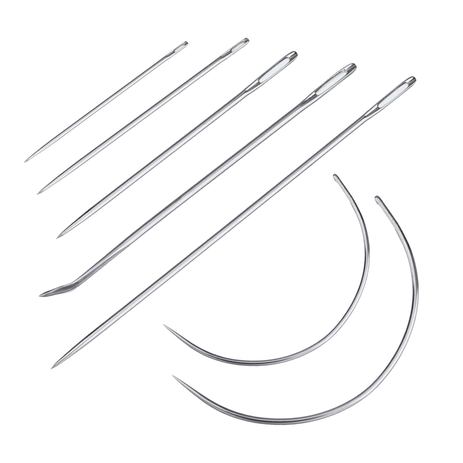 Bfqz No 7 Pcs Hand Sewn Needles, Sewing Needle Repair Kit, Hand Sewing Needles Kit, Upholstery Sewing Kit, Curved Needle Triangular Needle Assorted Needles For Upholstery, Leather, Carpet, Canvas Repair