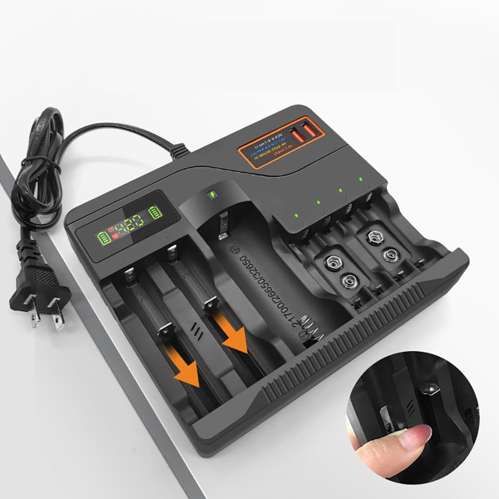 Chargeur Multi Emplacements Pour Batterie Au Lithium, Pour Piles AA/Batterie Au Lithium 3.7 V/Batterie à Hydrure Nickel Métal 9 V, Style Général