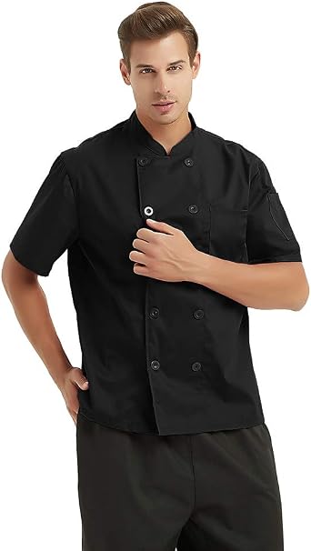 TopTie 2 Pack Unisex Short Sleeve Chef Coat Jacket