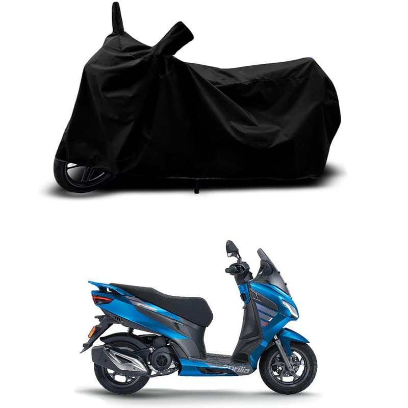 Image of 100% Scratchproof /UV-Rays /Heat Protection /Birds Dropping /Water Resistant /Dust Proof /Waterproof /Full Bike Scooty Two Wheeler Body Cover Compatible for Aprilia SXR 125 All Varients[Black]