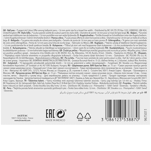 BIC Cristal Multicolour, Bolígrafos de Punta Ancha (1,6 mm), Ideal para Dibujos y Anotaciones, Colores Surtidos, Pack de 15 Unidades - imagen 2
