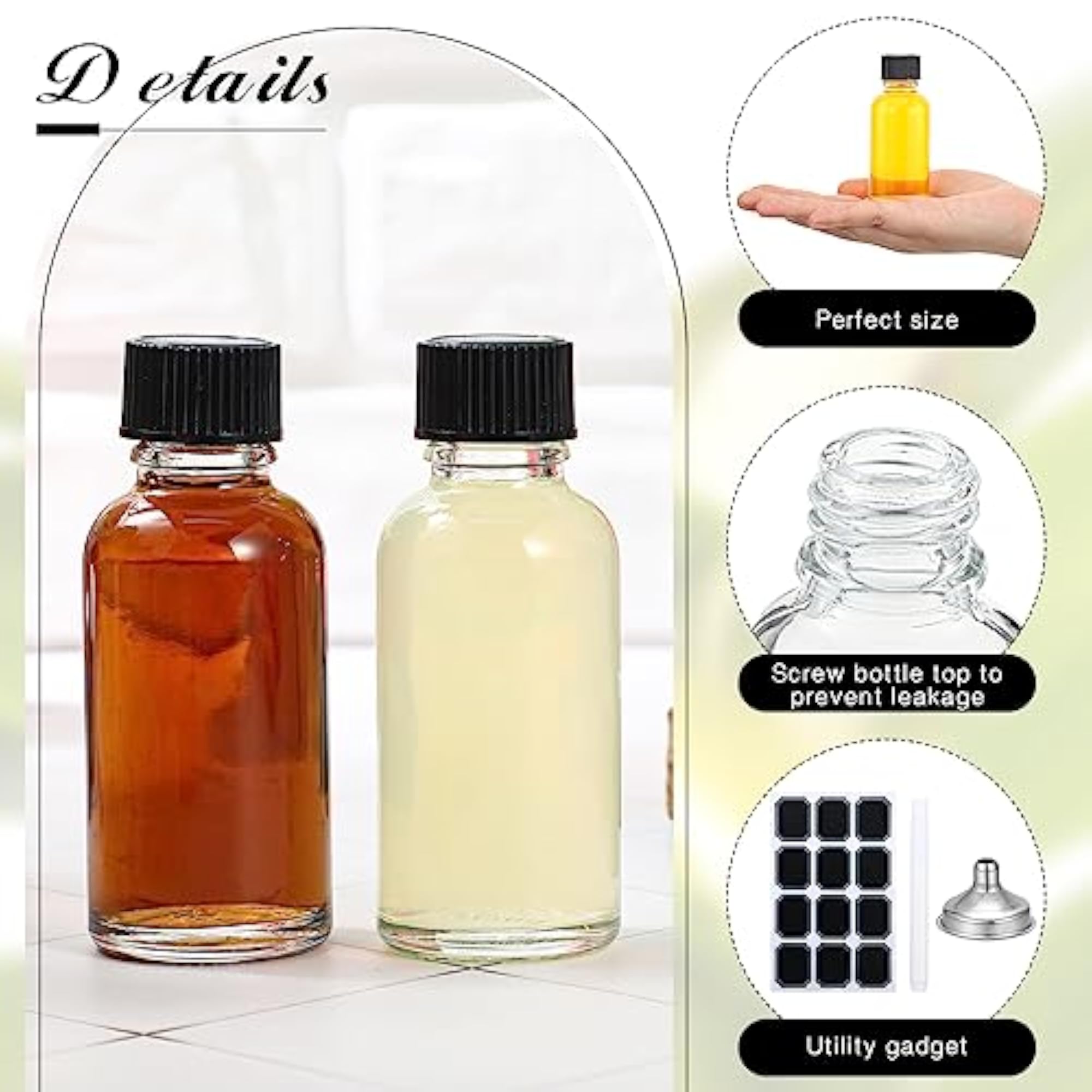 1oz Glass Bottle with Black Lid