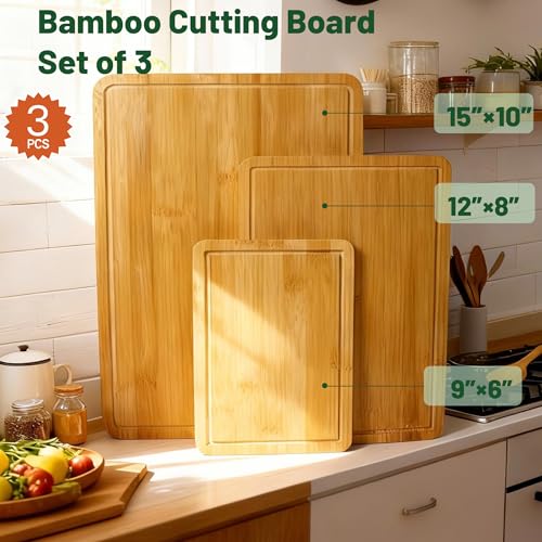 Set de 3 Tablas de Cortar de Bambú con Surcos Profundos miniatura 3