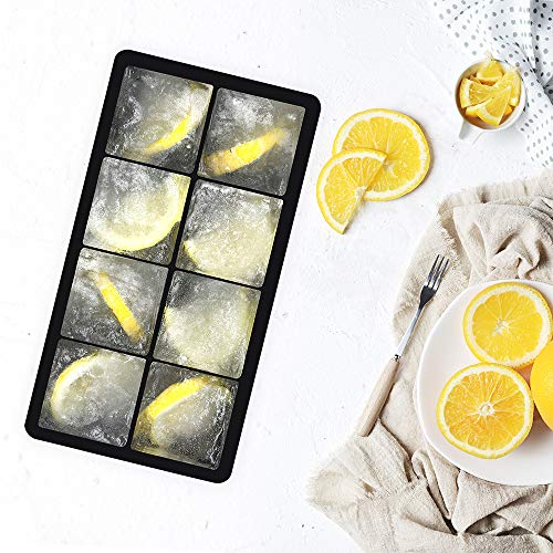 Bangp Large Ice Cube Trays With Lids 2 Pack,Large Ice Cube Molds For Freezer,Easy Release Silicone Ice Cube Tray,8 Big Square Ice Cubes Per Tray Ideal For Cocktails,Whiskey,Soups And Frozen Treats #TOP6