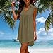 Womens Sleeveless Swimsuit Coverup Cotton V Neck Bathing Suit Cover Ups Fashion Swimwear Bikini Beach Cover-Up Dress(Army Green,Large)