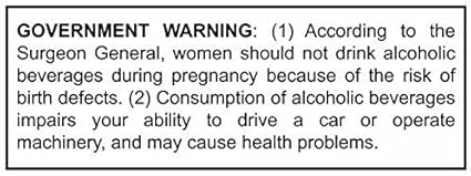 (Medium 3 Pack) Alcohol / Beer / Wine - Government Warning Label for  Growlers - Vinyl Self Adhesive Labels