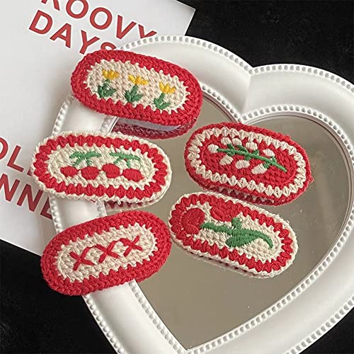 10 Pcs Hair Clips For Womens Girls Snap Hair Clips Red Knitted Hair Clips Knitted Hair Clips For Girls Hair Accessories For Baby Toddlers Kids Teens (Red) #TOP5