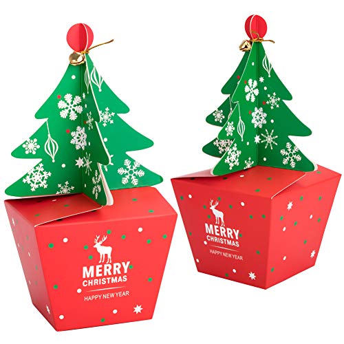 20 cajas de regalo navidad con 20 piezas de arco y 20 piezas de campanas, cajas papel caramelo juego...