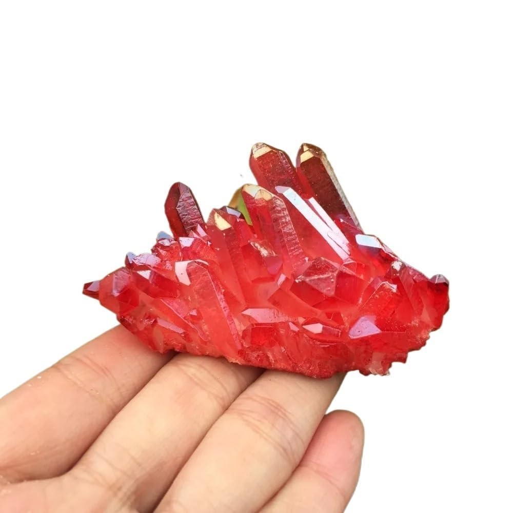 Ylquxeuv One Color Red Flame Halo Quartz Crystal Cluster Home Furnishing Gift