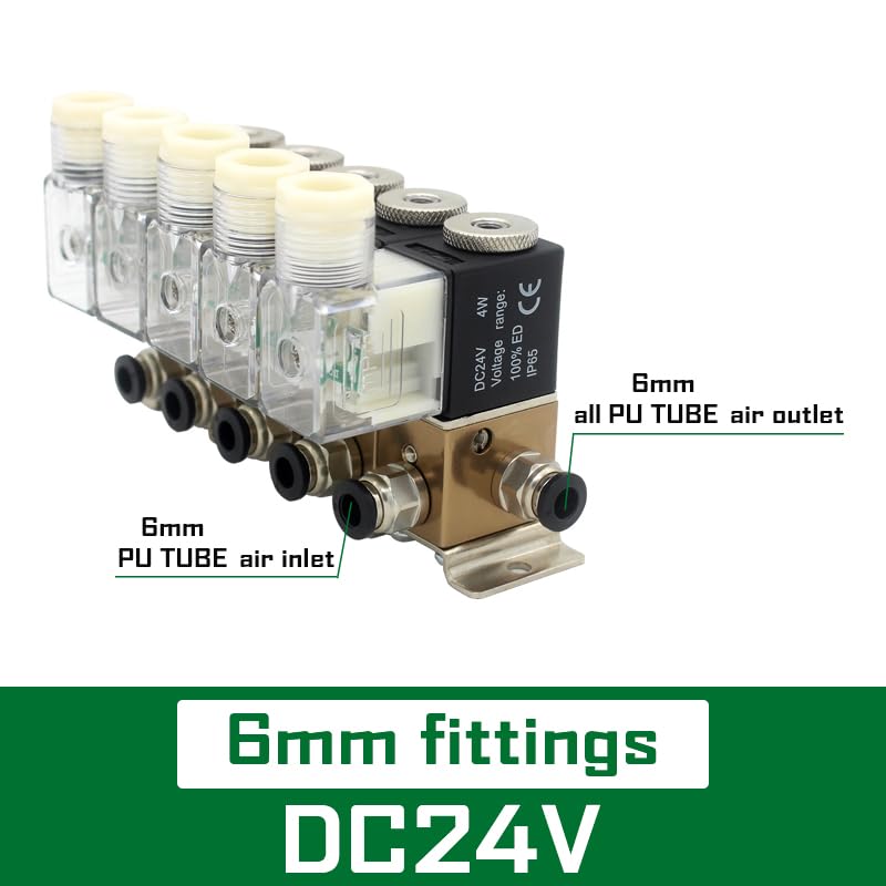 Électrovanne pneumatique 3V1-06 3/2 voies NC 24V CC avec raccords de 6 mm pour ventouse - 3