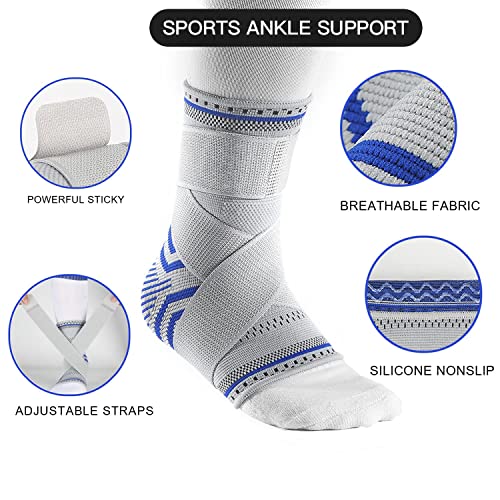 Intelive Ankle Brace Compression Sleeve (2 Pack), Adjustable Ankle Support For Men & Women, Breathable Ankle Sleeve W/Ankle Strap For Sprained Ankle, Swelling Relief Pain, Plantar Fasciitis, Achilles #TOP2