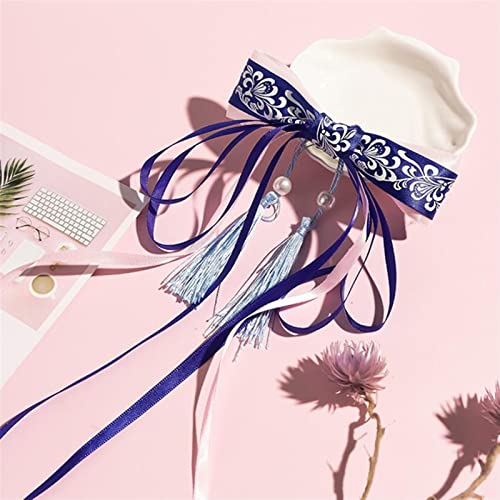 Chinois White et Bleu Ruban Tassel Coiffure Cheveux Pince à cheveux for Femme Girl Ancienne Style Hanfu Pince à cheveux Accessoires for cheveux (Color : Blue) Cover
