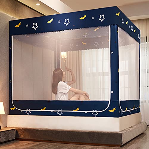 Anti-moustiques de lit rideau de baldaquin 200 x 220 cm zippé pour stopper les insectes