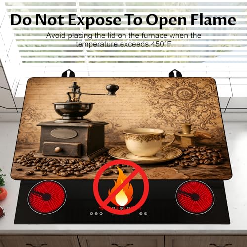 Image of BVBOX 28.5 inch x 20.5 inch Stove Top Cover Mat for Electric Stove, Non-Slip Stove Cooktop Countertop Protector Cover Pad Washable Absorbent for Kitchen Home Decoration (Vintage Coffee, 28.5 inch*20.5 inch)