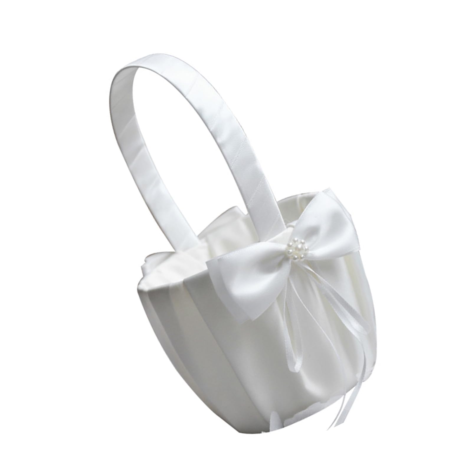 Handwoven Satins Basket with Bowknot Ceremony Decoration Flower Basket for Wedding Arrangements Durability Picnics