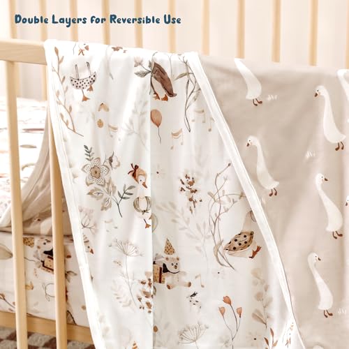 Image of GRSSDER Baby Blankets Super Soft Jersey Knit Reversible Swaddle Blanket for Baby Girls and Boys, Stretchy Breathable Receiving Blankets 34 x 44 Extra Large, Cute Duck