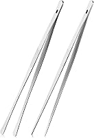 ChefBee 12-Inch Stainless Steel Kitchen Tongs Tweezers, 2PCS Precision Serrated Tips for Grilling, BBQ, Pasta, Salads & Fine Plating