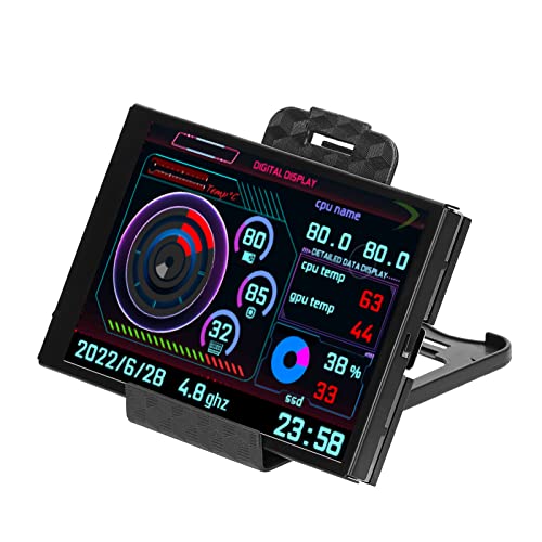 ERYUE Tela de exibição,Tela IPS de 3,5 polegadas Tela Secundária USB Computadores CPU GPU RAM HDD Mo