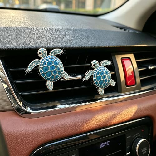 Image of 4pcs Cute Sea Turtles Car Air Vent Diffuser - Clip-On Air Freshener with Replaceable Refills, Perfect for SUV, Truck & Sedan, Adorable Car Interior Accessory & Creative Gift Idea(Blue, Ocean)