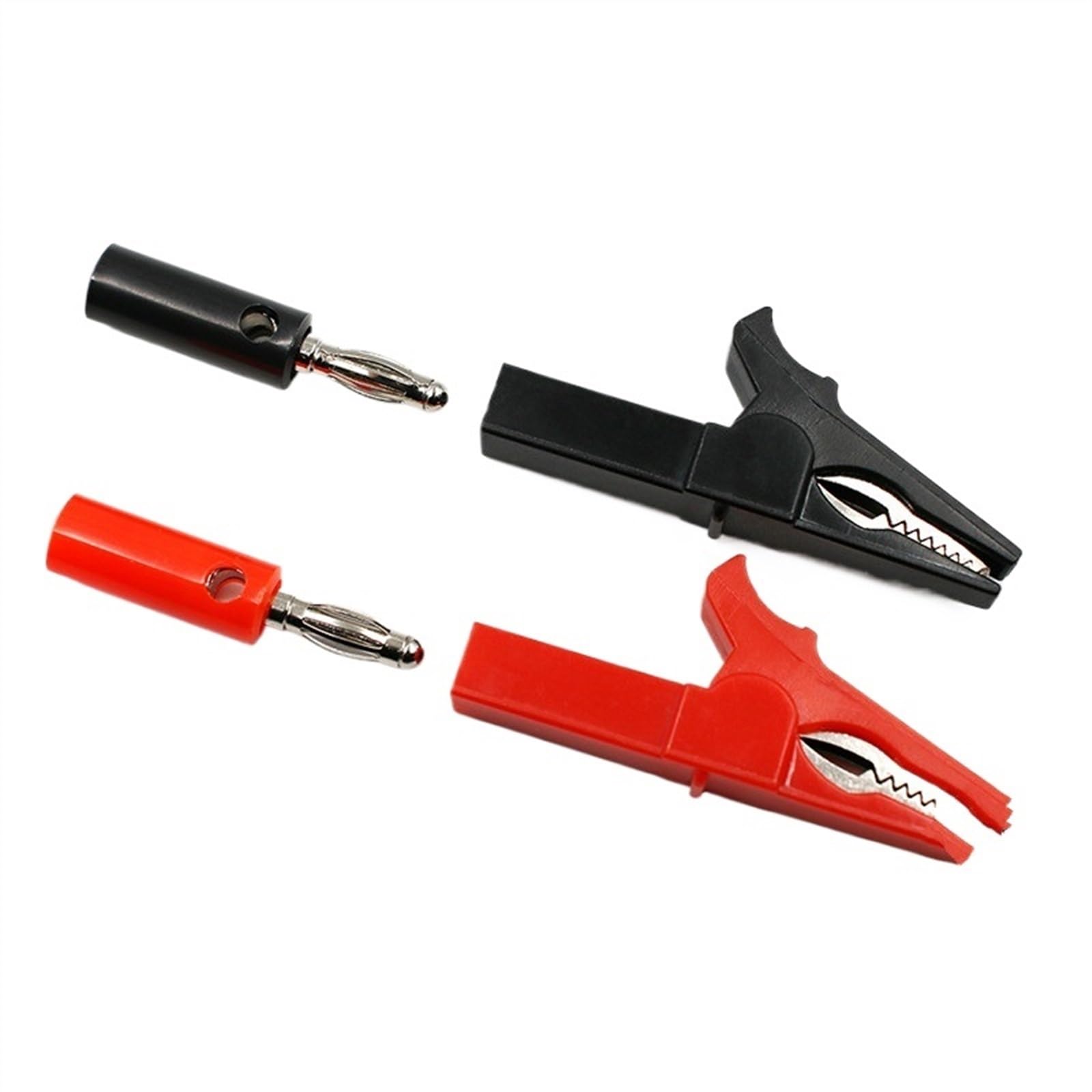 Lot de 2 pinces crocodiles 55 mm + banane, sonde de test avec pinces de câble banane de 4 mm, prise de batterie, rouge et noir