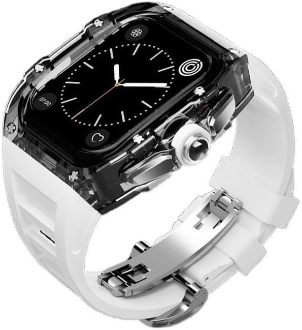 Protéger Apple Watch des chocs avec ce kit boîtier polycarbonate transparent et bracelet fluororubber