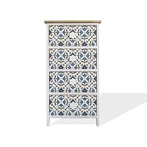 Rebecca Mobili Ladekast, 4 Laden, Lichtwitblauw Hout, Moderne Stijl, Voor Badkameringang – Afmetingen: 76 X 40 X 30 cm…