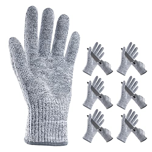 ANDANDA Arbeitshandschuhe herren, schnittfeste Handschuhe in Lebensmittelqualität, Sicherheitshandschuhe für Gartenbau / Baustelle / Küche, Grau M/L/XL, 1/2/6 Paar,Grau,Level 5 Schnittschutz Cover