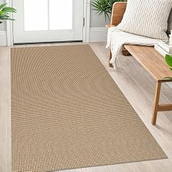 IOHOUZE Washable Area Rug 3x5 Non Slip Rubber Backed Rugs for Entryways Indoor Outdoor Doormat Woven Cotton Throw Rug Floor Carpet for Entrance Kitchen Living Room, Orange/Tan/Brown
