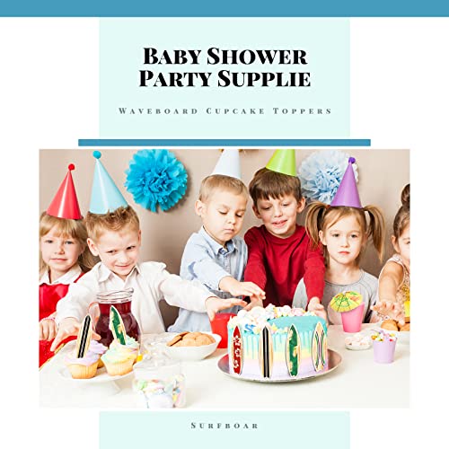 96 Pcs Surfboard Cake Decorations Umbrella Cocktail Drink Picks, Surfboard Cupcake Toppers Tropical Colors Party Toothpicks Umbrella Drinks Sticks For Summer Beach Birthday Baby Shower Party Supplies #TOP5